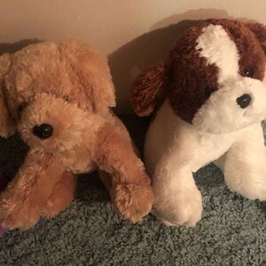 Plush Brown and White Puppy Pair - Soft Stuffed Dogs Aurora